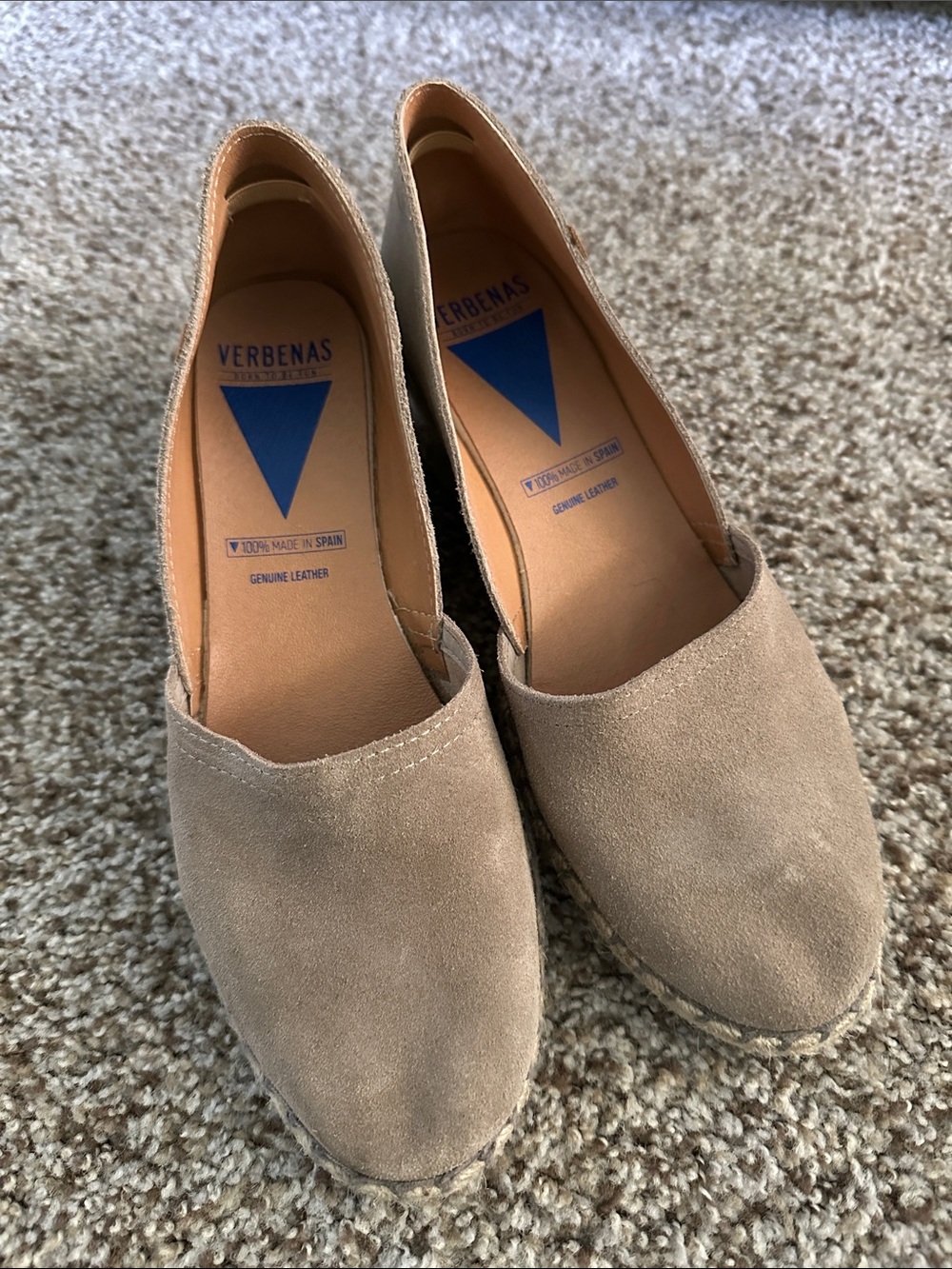 Verbenas Taupe Suede Espadrille Wedges